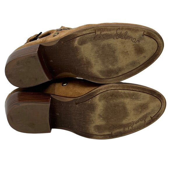 Sam Edelman Pedra Womens Tan Suede Leather Ankle Boots Grommets  Buckle  7 READ - Picture 12 of 13